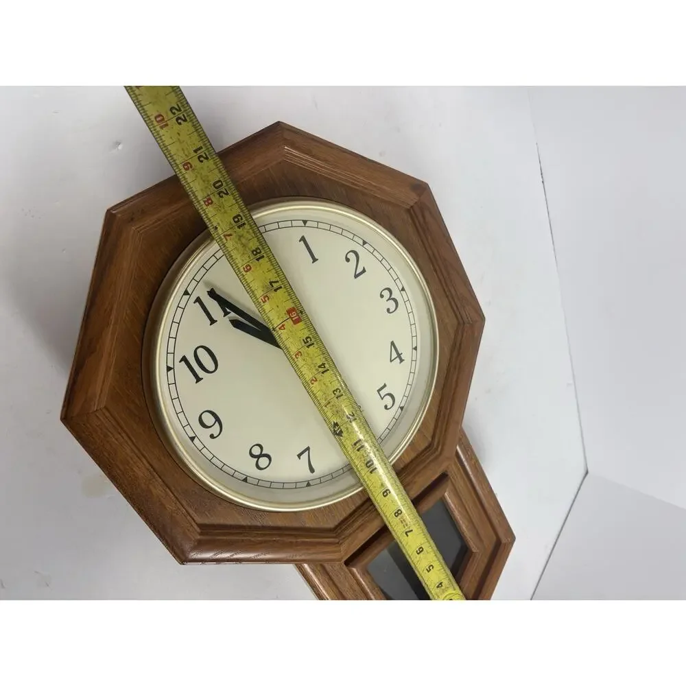 River City Radio Controlled Wall Clock Pendulum Oak Finish Westminster Style